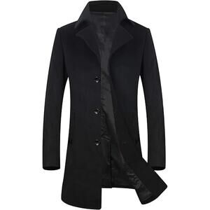 ELETOP Men's Wool Coat Winter Long Trench Coat Classic